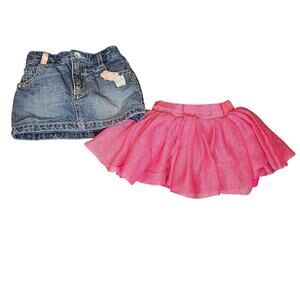 Cat & Jack Sparkle Tutu & Sonoma Denim Butterfly Skirt Duo – Size 6–9M